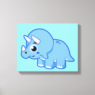 Cute Illustration Of A Triceratops Dinosaur. Canvas Print