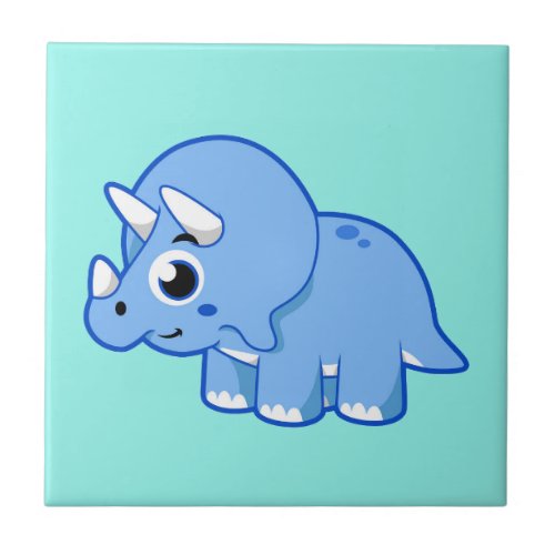 Cute Illustration Of A Triceratops Dinosaur Ceramic Tile