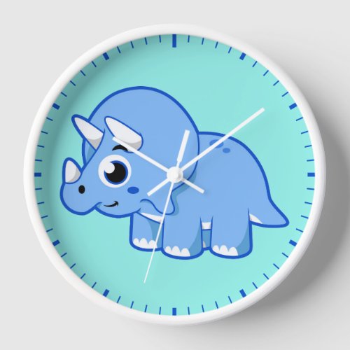 Cute Illustration Of A Triceratops Dinosaur Clock
