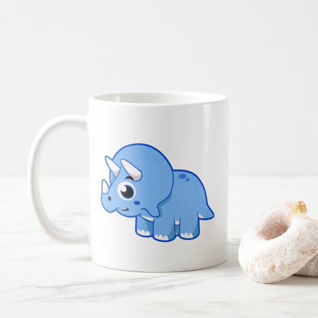 Cute Illustration Of A Triceratops Dinosaur. Coffee Mug (With Donut)