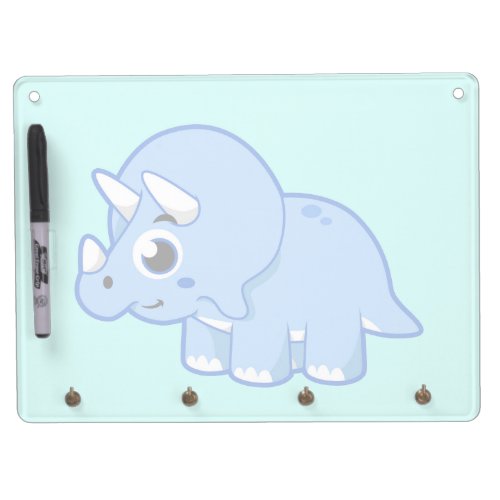 Cute Illustration Of A Triceratops Dinosaur Dry Erase Board With Keychain Holder