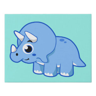 Cute Illustration Of A Triceratops Dinosaur. Faux Canvas Print