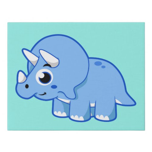 Cute Illustration Of A Triceratops Dinosaur Faux Canvas Print