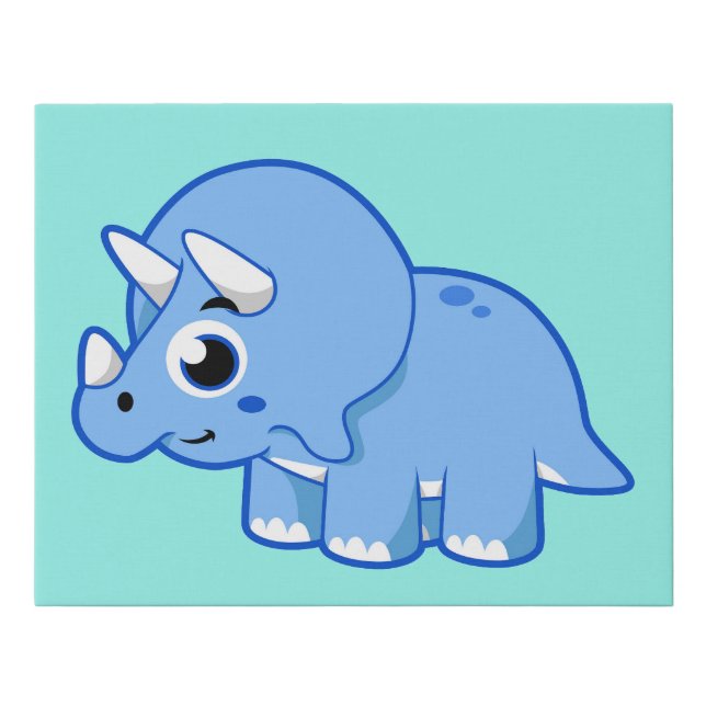 Cute Illustration Of A Triceratops Dinosaur. Faux Canvas Print (Front)