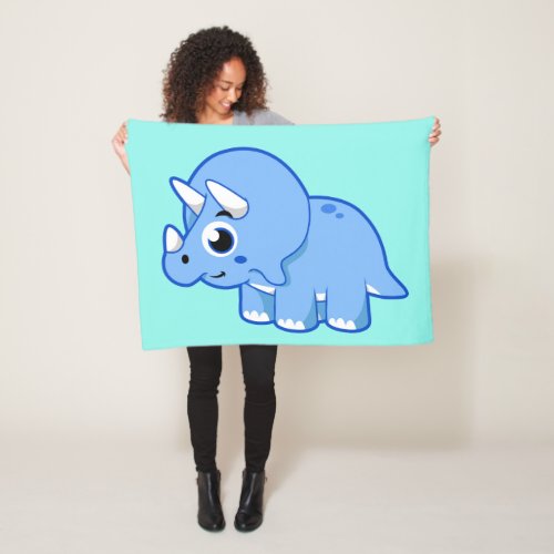 Cute Illustration Of A Triceratops Dinosaur Fleece Blanket