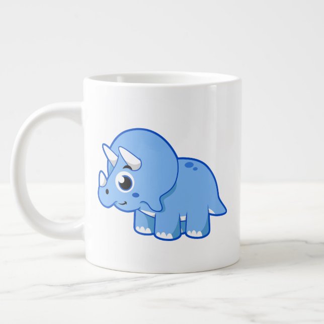 Cute Illustration Of A Triceratops Dinosaur. Giant Coffee Mug (Left)