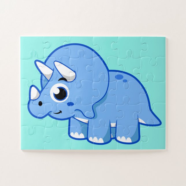 Cute Illustration Of A Triceratops Dinosaur. Jigsaw Puzzle (Horizontal)