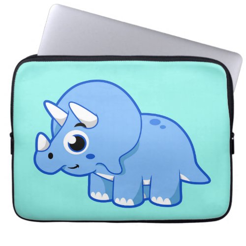 Cute Illustration Of A Triceratops Dinosaur Laptop Sleeve
