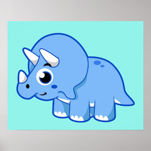 Cute Illustration Of A Triceratops Dinosaur Poster