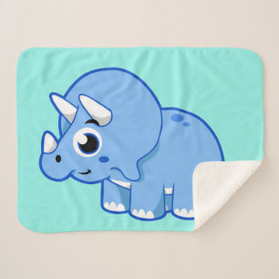 Cute Illustration Of A Triceratops Dinosaur. Sherpa Blanket