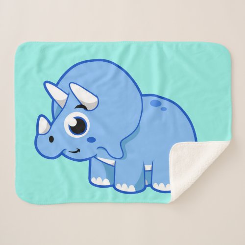 Cute Illustration Of A Triceratops Dinosaur Sherpa Blanket