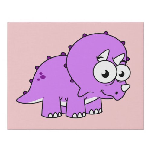 Cute Illustration Of A Triceratops Faux Canvas Print