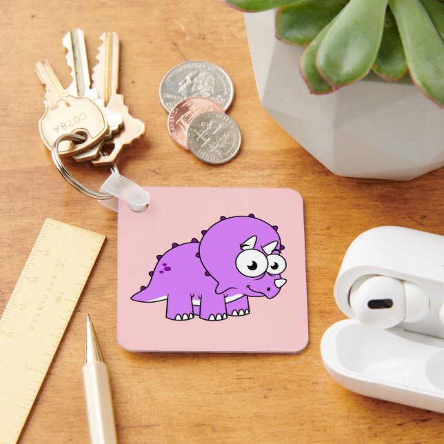 Cute Illustration Of A Triceratops. Keychain (Desk)