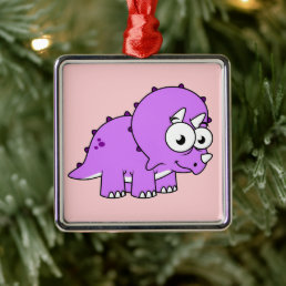 Cute Illustration Of A Triceratops. Metal Ornament