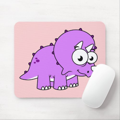 Cute Illustration Of A Triceratops Mouse Pad