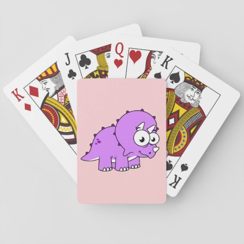 Cute Illustration Of A Triceratops Playing Cards
