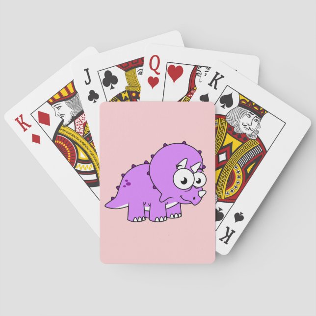 Cute Illustration Of A Triceratops. Poker Cards (Back)