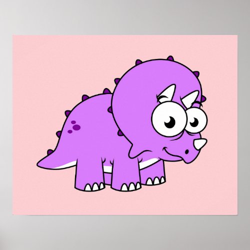 Cute Illustration Of A Triceratops Poster
