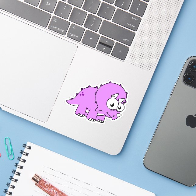 Cute Illustration Of A Triceratops. Sticker (Laptop w/ iPhone)