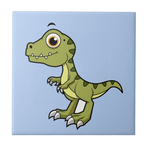 Cute Illustration Of A Tyrannosaurus Rex Ceramic Tile