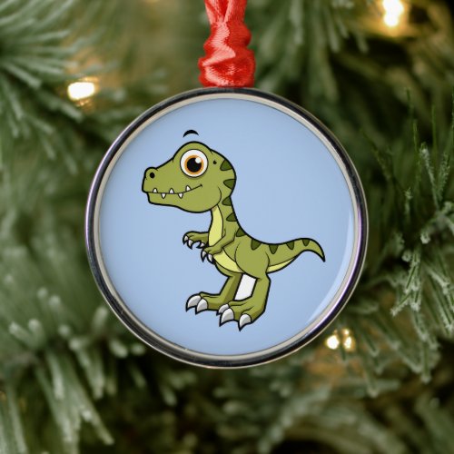 Cute Illustration Of A Tyrannosaurus Rex Metal Ornament