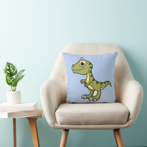 Cute Illustration Of A Tyrannosaurus Rex Throw Pillow