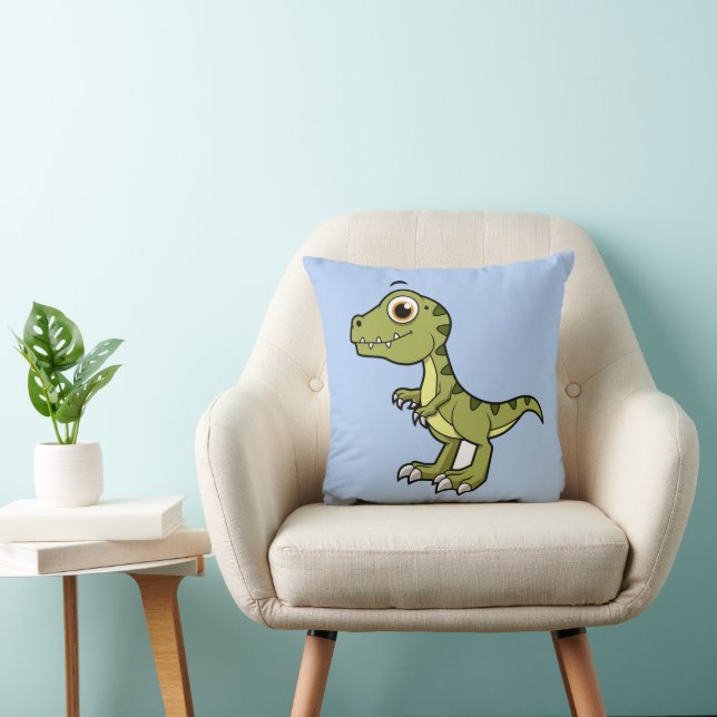 Cute Illustration Of A Tyrannosaurus Rex. Throw Pillow (Chair)
