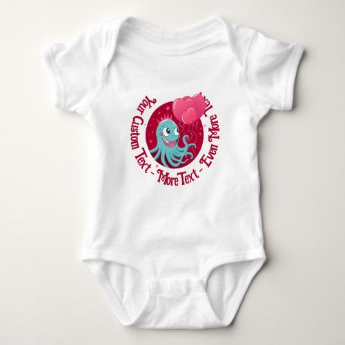 Cute illustration of an octopus holding balloons baby bodysuit