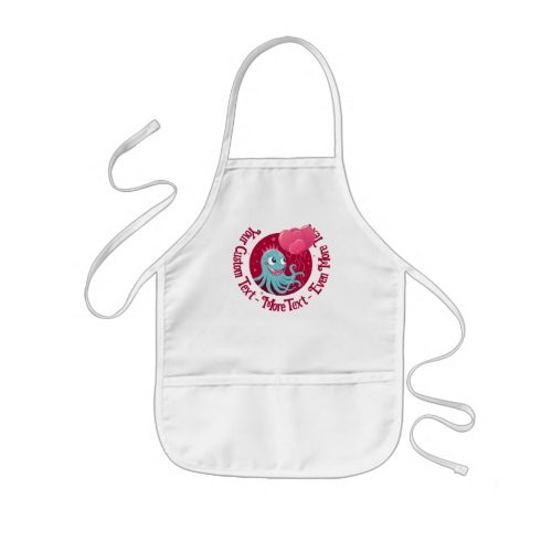 Cute illustration of an octopus holding balloons kids apron