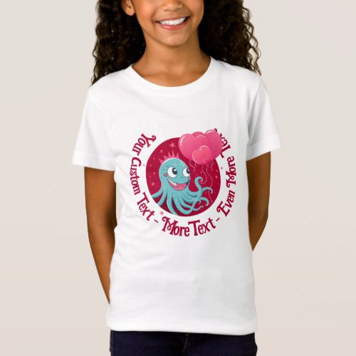 Cute illustration of an octopus holding balloons T_Shirt