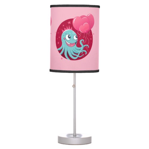 Cute illustration of an octopus holding balloons table lamp