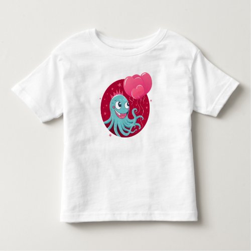 Cute illustration of an octopus holding balloons toddler t_shirt