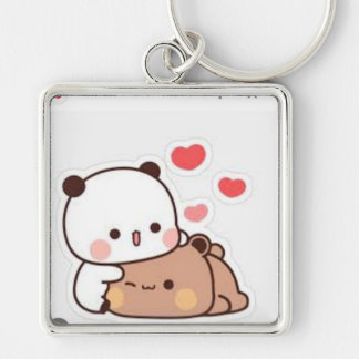 Cute Illustration of Bubu & Dudu with Hear Keychain