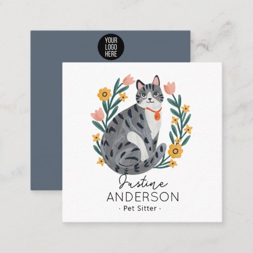 Cute illustration of Cats for pet sitter  Square Business Card