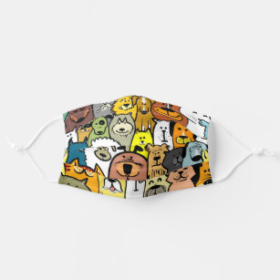 Cute illustration of dogs and cats adult cloth face mask