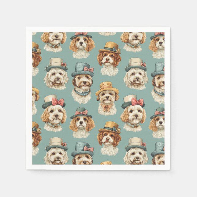 Cute illustration of Dogs in Hats Napkins (Front)