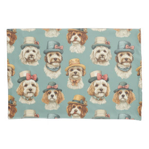 Cute illustration of Dogs in Hats Pillow Case