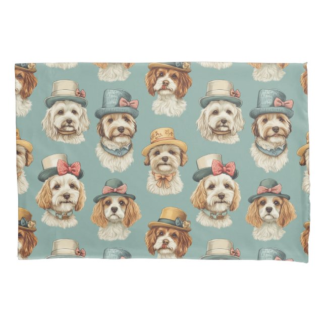 Cute illustration of Dogs in Hats Pillow Case (Front)