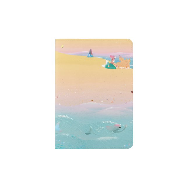 Cute illustration of mermaids' day on the Beach Passport Holder (Front)