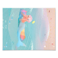Cute illustration of mermaids' day on the Beach Photo Print