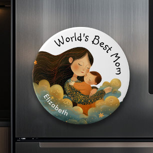 Cute Illustration of Mother & Child Mother's Day Magnet