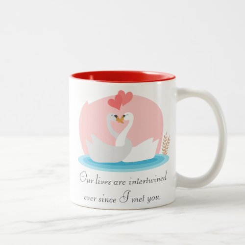 Cute illustration of swans in love Two_Tone coffee mug