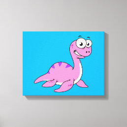 Cute Illustration Of The Loch Ness Monster. Canvas Print
