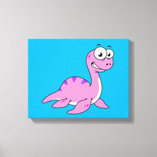 Cute Illustration Of The Loch Ness Monster Canvas Print