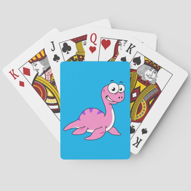 Cute Illustration Of The Loch Ness Monster. Poker Cards (Back)