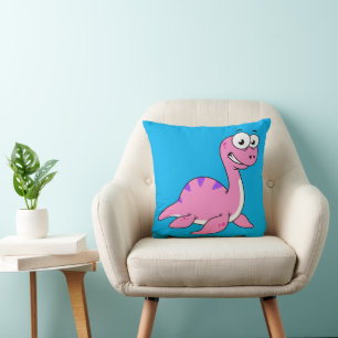 Cute Illustration Of The Loch Ness Monster. Throw Pillow
