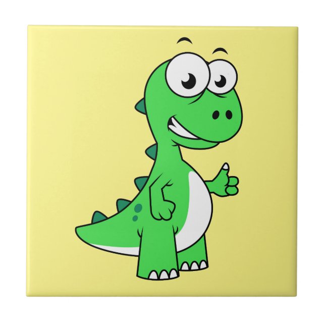 Cute Illustration Of Tyrannosaurus Rex. 2 Ceramic Tile (Front)