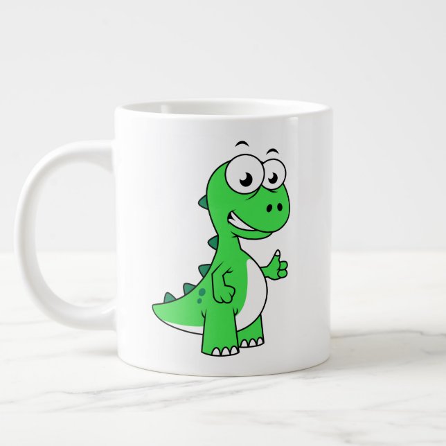 Cute Illustration Of Tyrannosaurus Rex. 2 Giant Coffee Mug (Left)