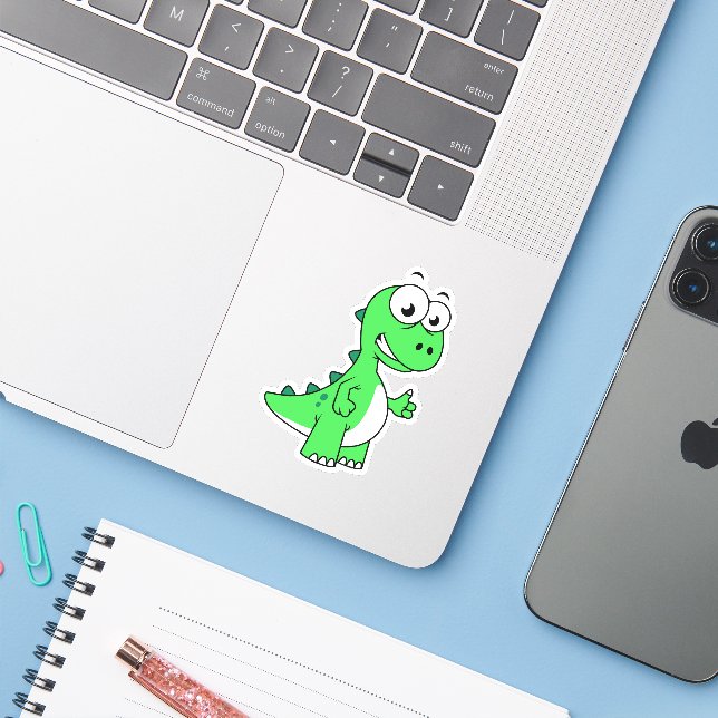 Cute Illustration Of Tyrannosaurus Rex. 2 Sticker (Laptop w/ iPhone)