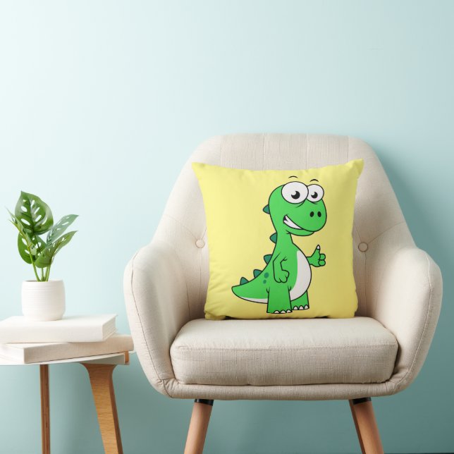Cute Illustration Of Tyrannosaurus Rex. 2 Throw Pillow (Chair)